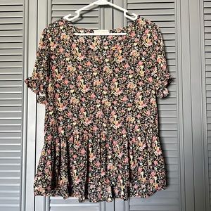 B04 -‎ Lake Flower : Floral Blouse - L